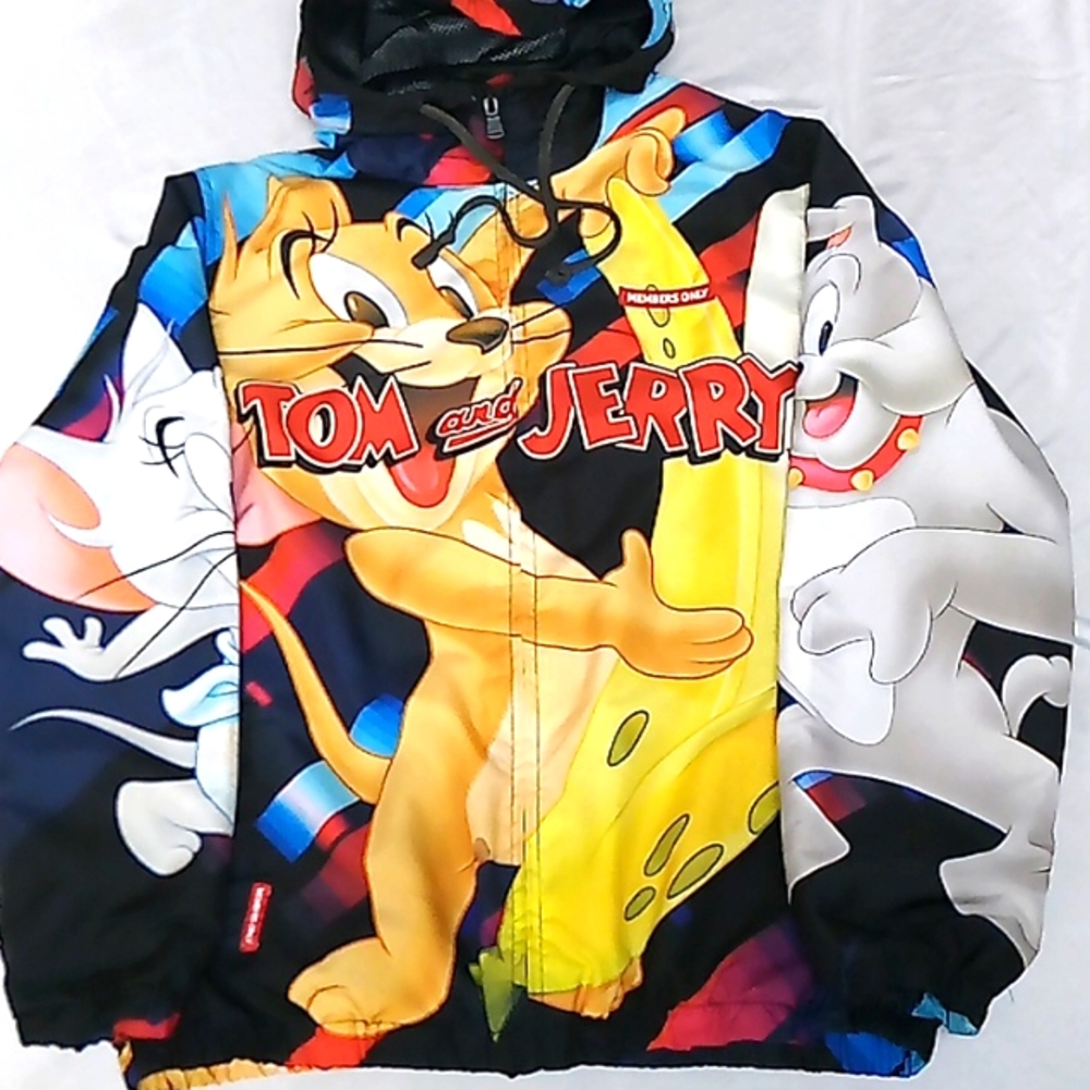 Members Only..Tom&Jerry..Hooded Zip up Jacket.Sz M..Black